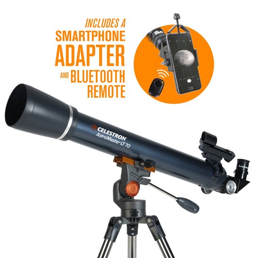 Astromaster 70AZ LT Refractor Telescope Kit with Smartphone Adapter and Bluetooth Remote