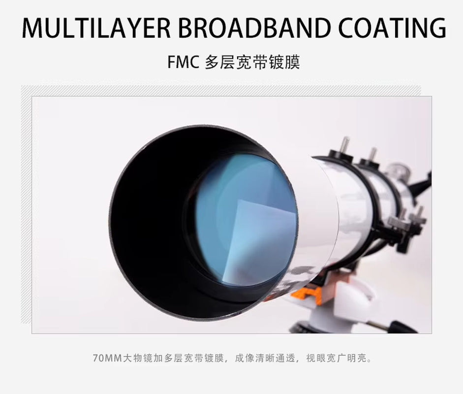 Outdoor Professional Stargazing F90080MM Astronomical Telescope with Equatorial Mount Telescope Refracting Space Telescope